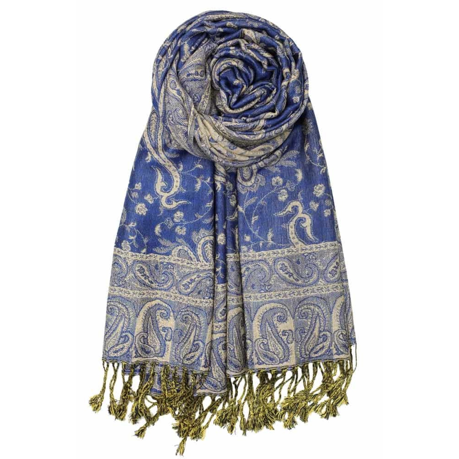 Vertical Paisley Stripe Pashmina - AQUA (Pack of 12)