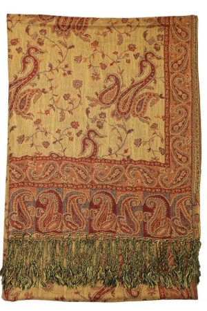 backside of rust paisley pashmina scarf