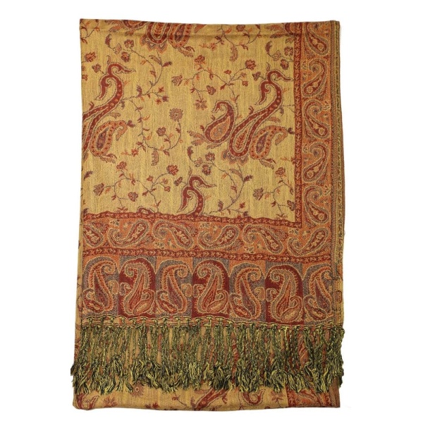 backside of rust paisley pashmina scarf