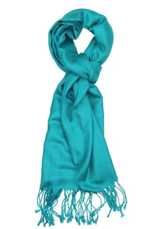 large lightweight solid color sea green pashmina shawl wrap scarf - 28" width x 78" length with fringes