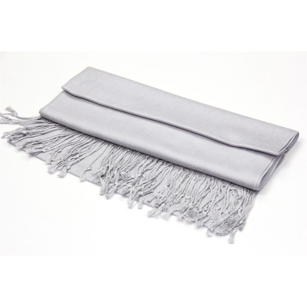 large lightweight solid color silver gray pashmina shawl wrap scarf - 28" width x 78" length with fringes