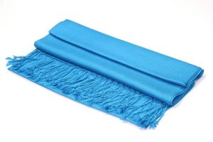large lightweight solid color turquoise pashmina shawl wrap scarf - 28" width x 78" length with fringes
