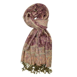 large violet reversible paisley pashmina shawl wrap scarf with fringes