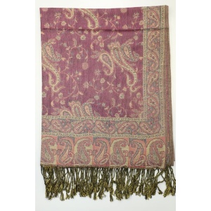 frontside of violet reversible paisley pashmina scarf