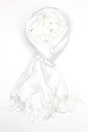 large soft silky white pashmina shawl warp scarf