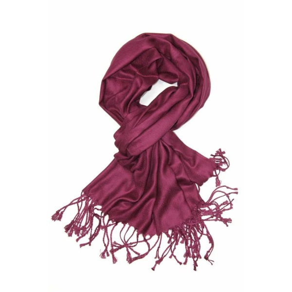 large lightweight solid color wine pashmina shawl wrap scarf - 28" width x 78" length with fringes