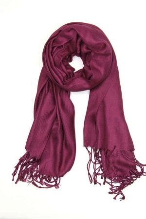 large lightweight solid color wine pashmina shawl wrap scarf - 28" width x 78" length with fringes