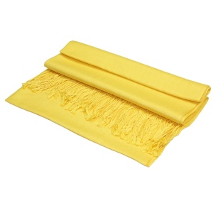 large lightweight solid color yellow pashmina shawl wrap scarf - 28" width x 78" length with fringes