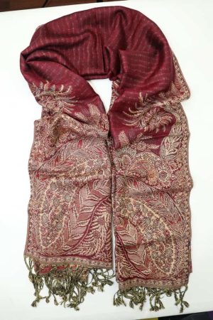 large burgundy big paisley pashmina shawl wrap scarf with fringes