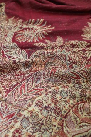 large burgundy big paisley pashmina shawl wrap scarf with fringes