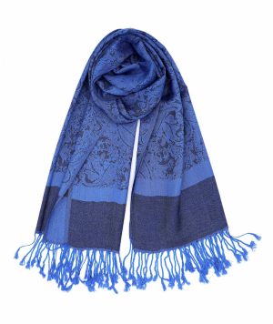 dark blue jacquard paisley pashmina scarf