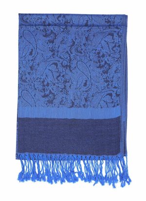dark blue jacquard paisley pashmina scarf
