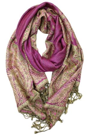 large dark magenta big paisley pashmina shawl wrap scarf with fringes