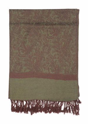 dark olive jacquard paisley pashmina scarf