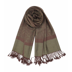 dark olive jacquard paisley pashmina scarf