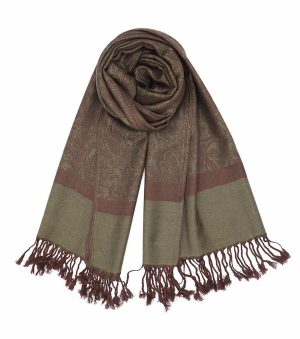 dark olive jacquard paisley pashmina scarf
