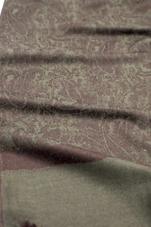 dark olive jacquard paisley pashmina scarf