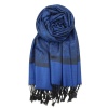 large deep blue black jacquard paisley pashmina shawl wrap scarf with fringes