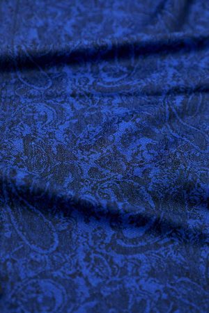 deep blue jacquard paisley pashmina scarf