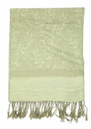 light olive Jacquard pashmina scarf