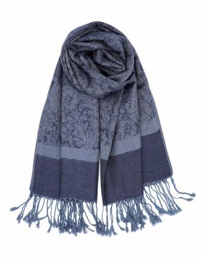 navy blue jacquard pashmina