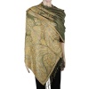 large olive green big paisley pashmina shawl wrap scarf with fringes