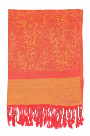 orange jacquard paisley pashmina scarf