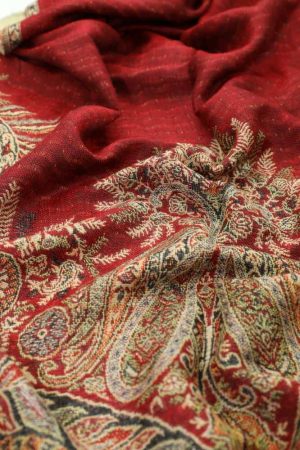 large red big paisley pashmina shawl wrap scarf with fringes