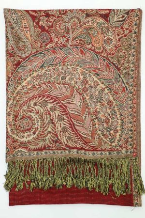 large red big paisley pashmina shawl wrap scarf with fringes