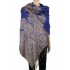 large royal blue big paisley pashmina shawl wrap scarf with fringes