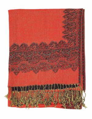 black gold pashmina border shawl