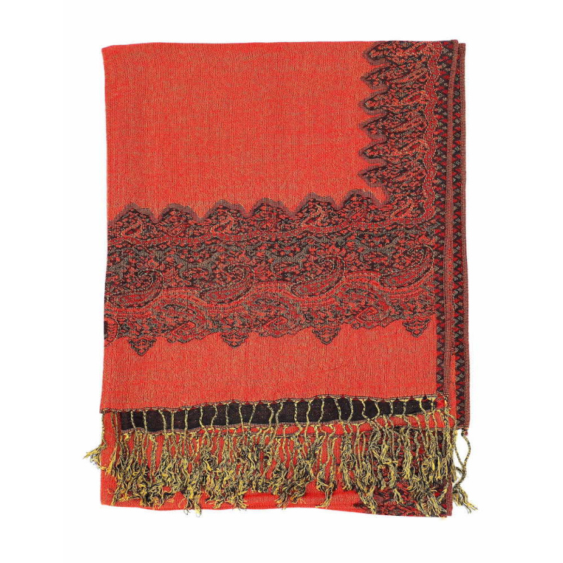 black gold pashmina border shawl