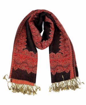 black gold pashmina border shawl