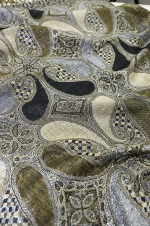 fabric detail of black metallic pashmina shawl