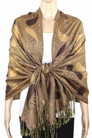 brown bronze multi color pashmina shawl on mannequin