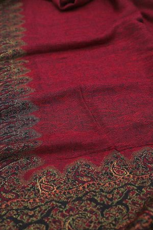 burgundy pashmina border shawl