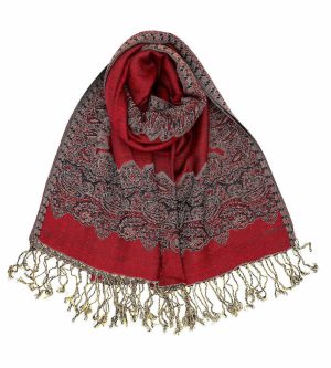 burgundy pashmina border shawl