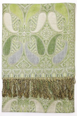 olive green metallic pashmina shawl wrap scarf with fringes