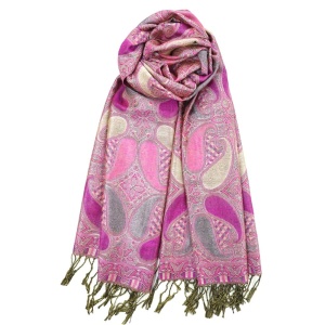 orchid metallic pashmina shawl wrap scarf with fringes