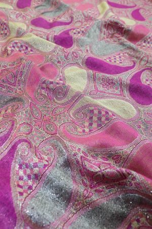 fabric detail of orchid metallic pashmina shawl
