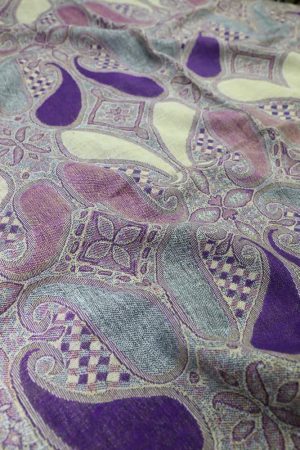 fabric detail of purple multi color paisley pashmina