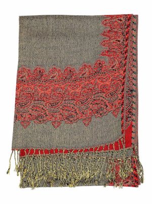 red border pashmina shawl