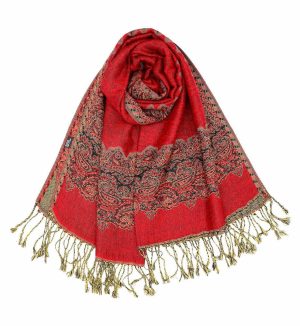 red border pashmina shawl