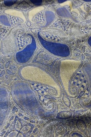 fabric detail of royal blue metallic pashmina scarf