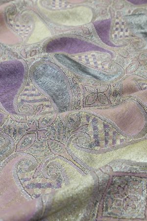 fabric detail of violet metallic pashmina shawl