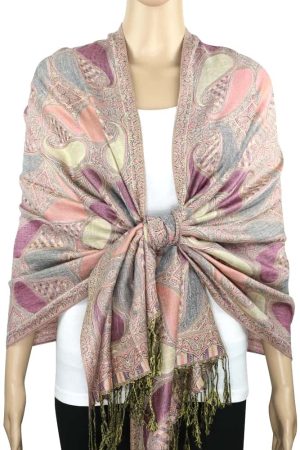 violet multi color pashmina shawl on mannequin