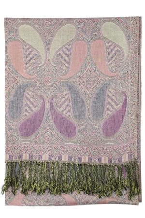 violet multi color paisley pashmina with fringes