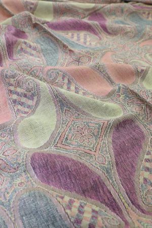 fabric detail of violet multi color paisley pashmina