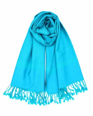 aqua jacquard paisley pashmina scarf