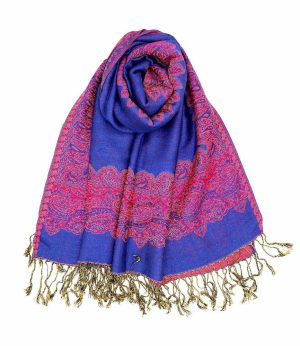 blue pashmina border shawl